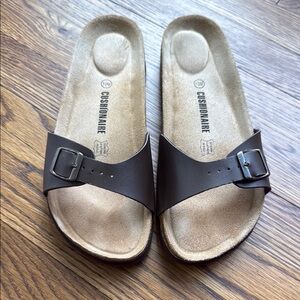 Brown Leather Sandals with Buckle